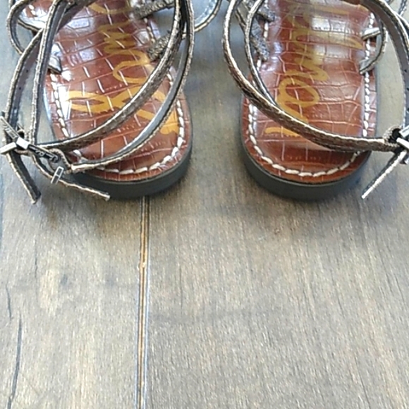 SAM EDELMAN GILDA SILVER METALLIC SNAKE PRINT GLADIATOR SANDALS WOMANS 7 - Picture 4 of 5